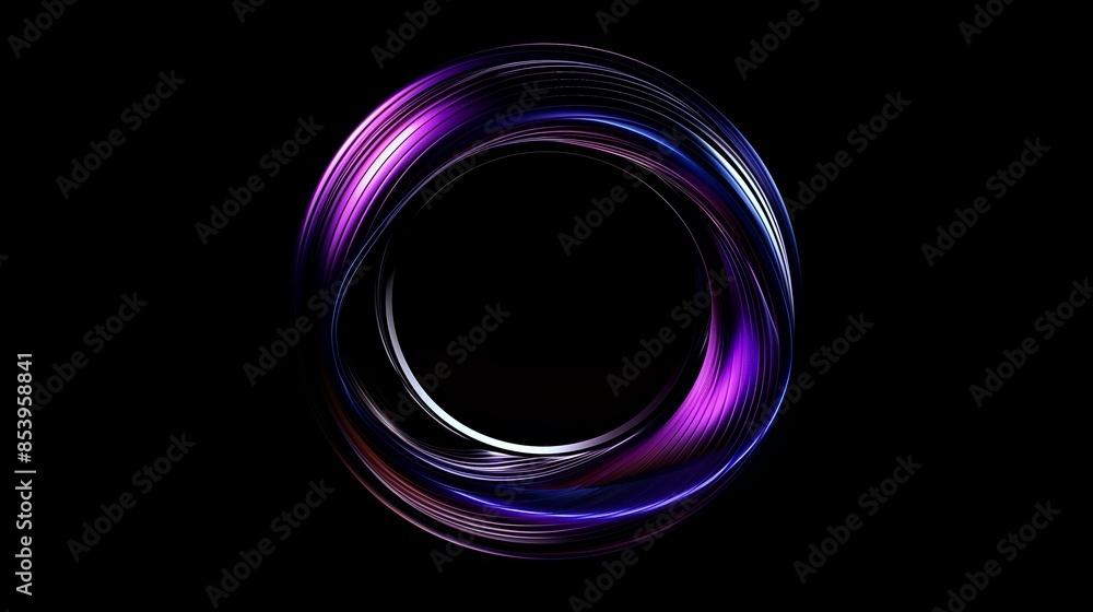 A small purple and blue metallic morphing wave in circle shape on black background. A small purple and blue metallic morphing wave in circle shape on black background.