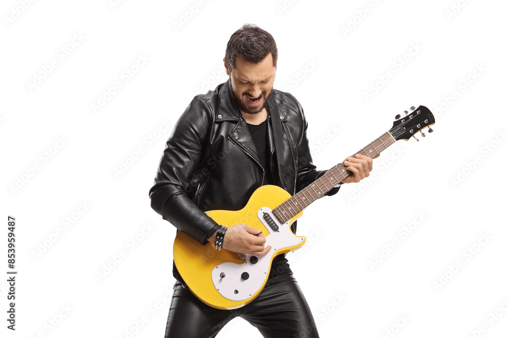 Musician playing an electric guitar