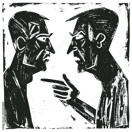 Two men arguing, vector