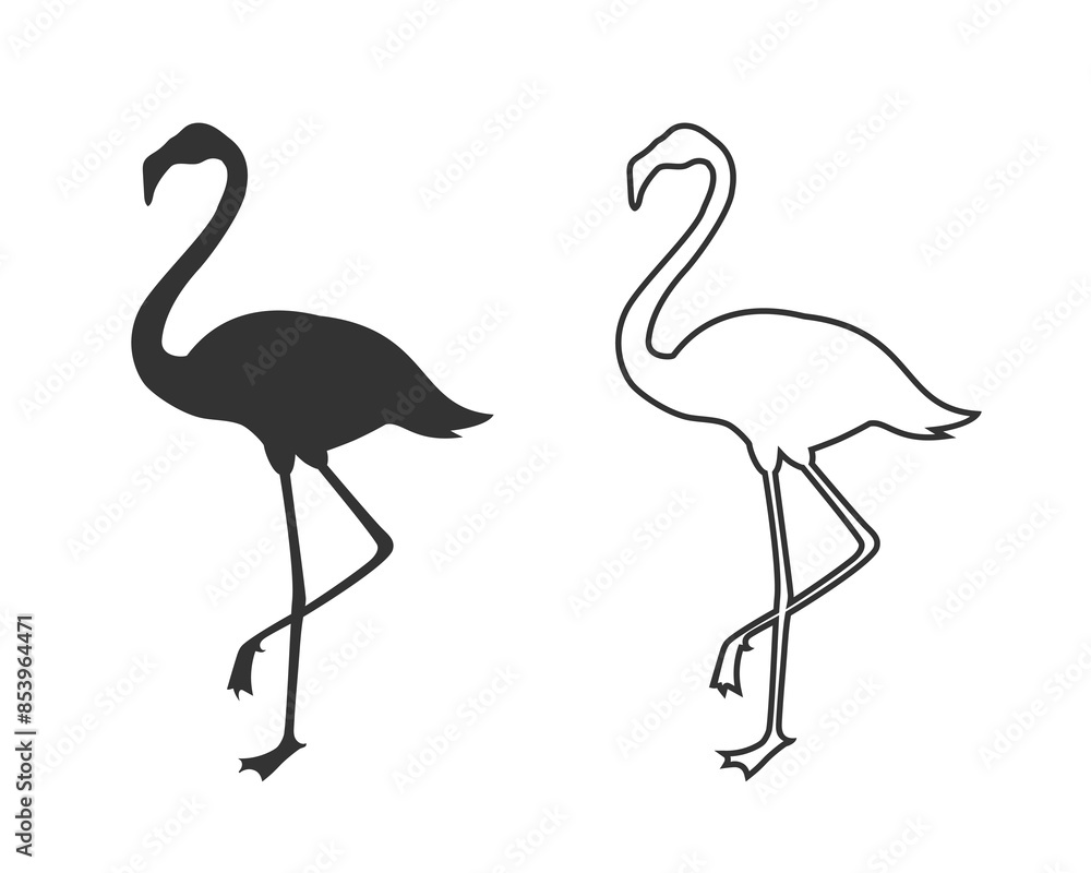 Obraz premium Flamingo bird line icon in flat style, vector illustration design on white background