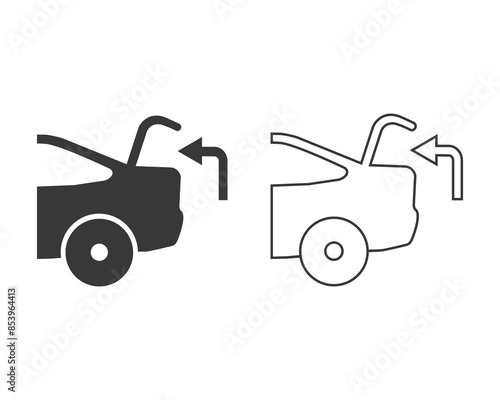 Car with open trunk line icon, self export, boot pickup, receive package, currier order delivery, editable stroke vector illustration