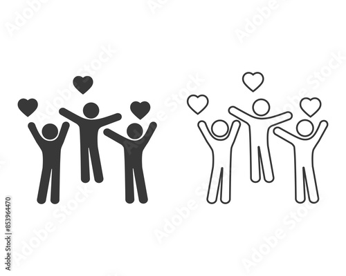 Obraz na płótnie Community voluntary group line icon, charity work, people welfare, web symbols on white background - editable stroke vector illustration w salonie