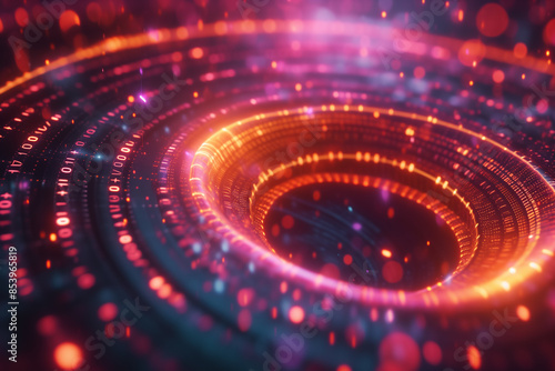 Visual representation of big data with continuously moving elements and glowing numbers in an intricate digital design, Generative AI