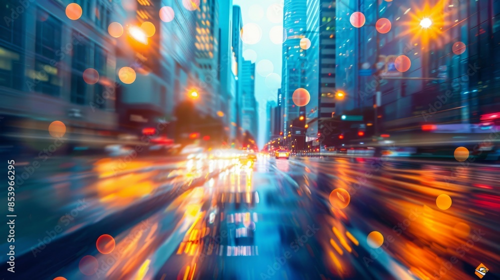 Cityscape with Motion Blur and Bokeh Effects Cityscape with Motion Blur and Bokeh Effects