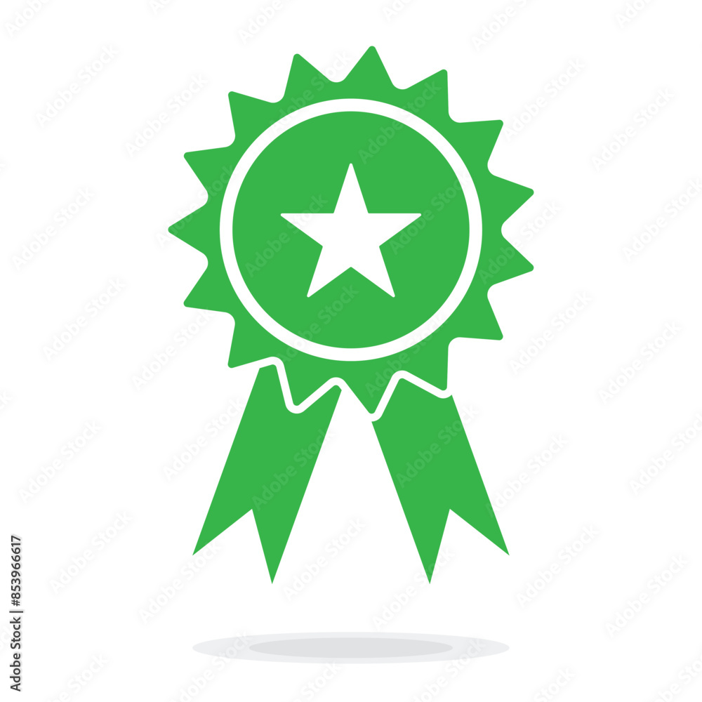 Green seal with green ribbons isolated on white background vector illustration. Award medal, Green stamp isolated on white. Luxury seal. Winner, Trophy, Top Quality concept. Green seal with green ribbons isolated on white background vector illustration. Award medal, Green stamp isolated on white. Luxury seal. Winner, Trophy, Top Quality concept.