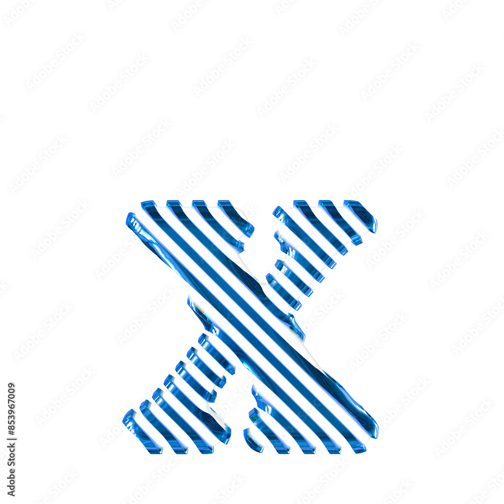 White symbol with blue diagonal ultra thin straps. letter x White symbol with blue diagonal ultra thin straps. letter x