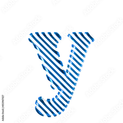 White symbol with blue diagonal ultra thin straps. letter y © oleg