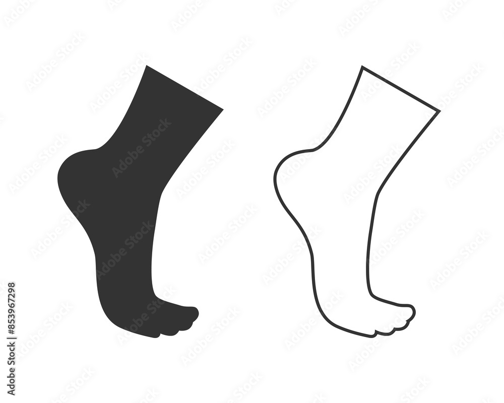 Foot on toes or podiatry flat style vector line icon Foot on toes or podiatry flat style vector line icon