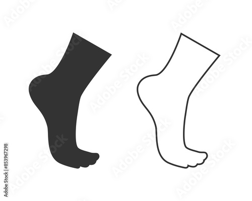 Foot on toes or podiatry flat style vector line icon
