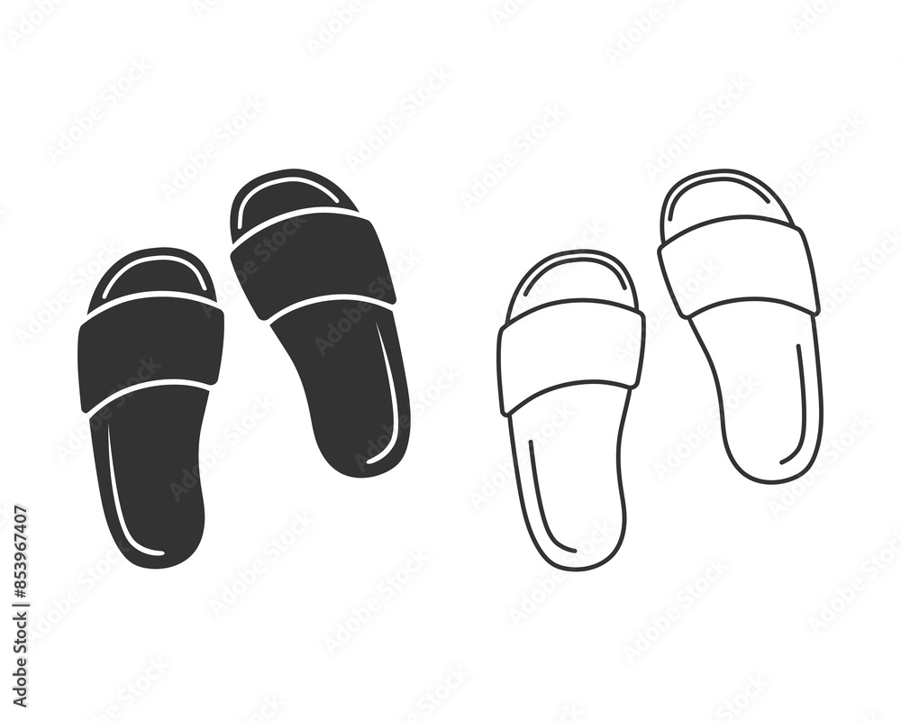 Slippers line icon in modern flat style vector Slippers line icon in modern flat style vector