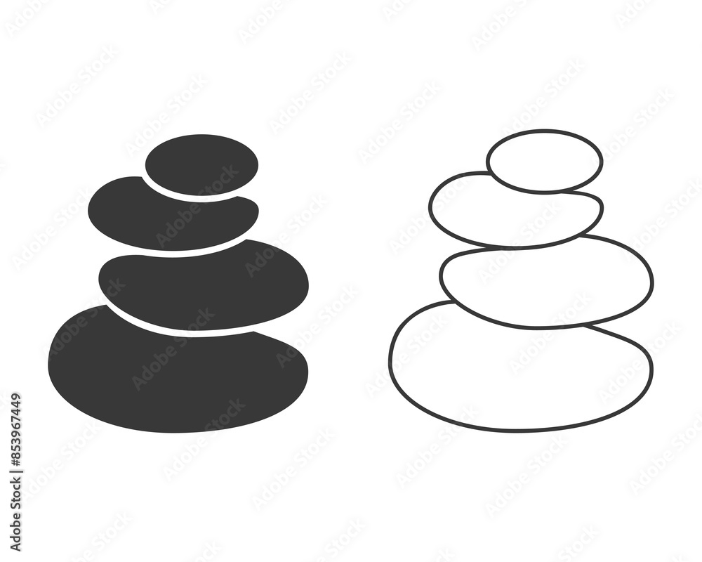 Stones pyramid line icon, balance concept for spa massage, editable stroke vector illustration