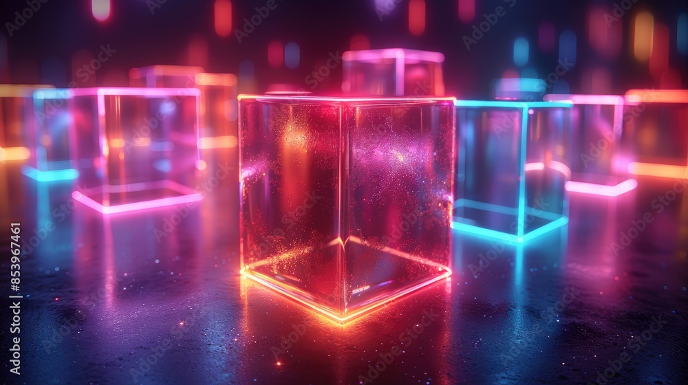 3d background wallpaper with glass squares with colorful light emitter iridescent neon holographic gradient 3d background wallpaper with glass squares with colorful light emitter iridescent neon holographic gradient