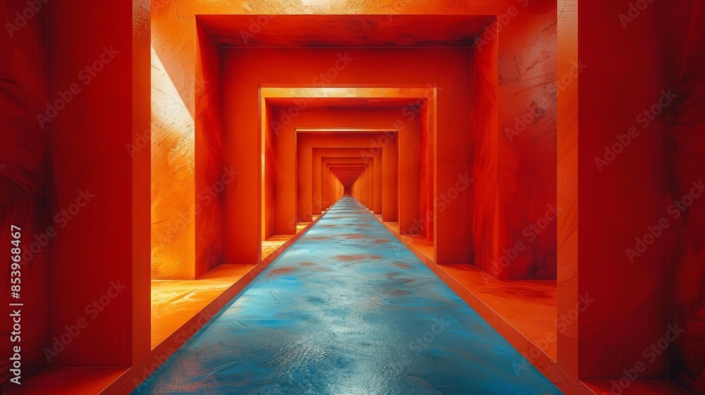 Fototapeta premium An endlessly repeating image of a picture frame within a picture frame, each containing a smaller version of the original artwork, demonstrating the concept of infinite recursion