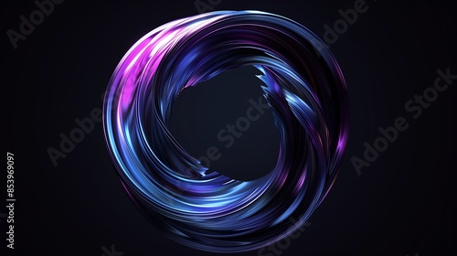 A small purple and blue metallic morphing wave in circle shape on black background.