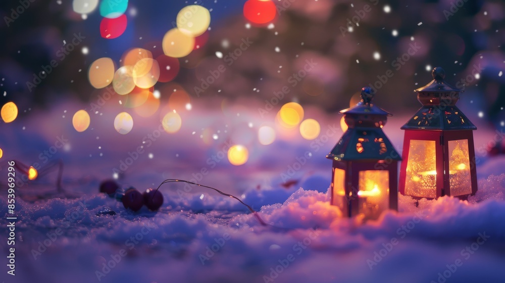 Lanterns Glowing in a Winter Wonderland Lanterns Glowing in a Winter Wonderland