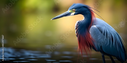 Tricolored Heron in Florida flaunts vivid blue plumage and majestic appearance. Concept Birdwatching, Wildlife Photography, Tricolored Heron, Florida, Vibrant Plumage photo