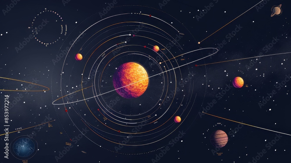Obraz premium Planetary Orbits in Space