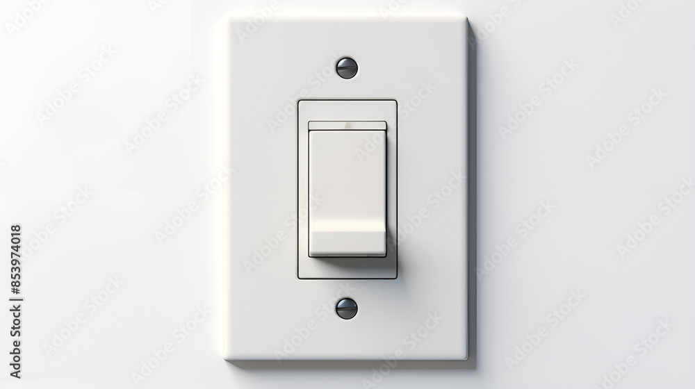 White Light Switch on Plain Wall with Toggle Design White Light Switch on Plain Wall with Toggle Design