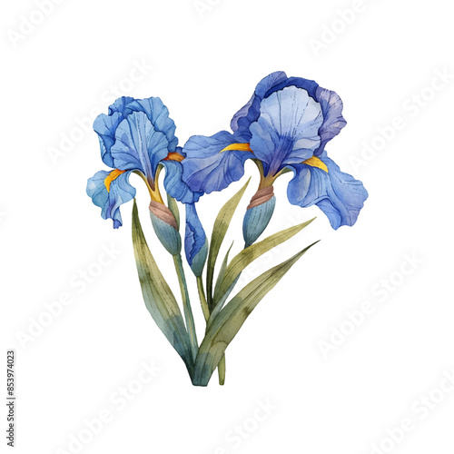 iris flowers vector illustration in watercolor style