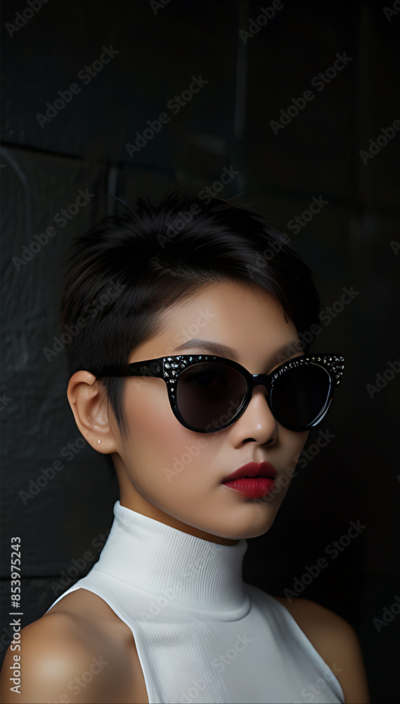Woman Asian Punk Rock 1980s Sunglasses New Wave Fashion Cosmetics Beauty Woman Asian Punk Rock 1980s Sunglasses New Wave Fashion Cosmetics Beauty