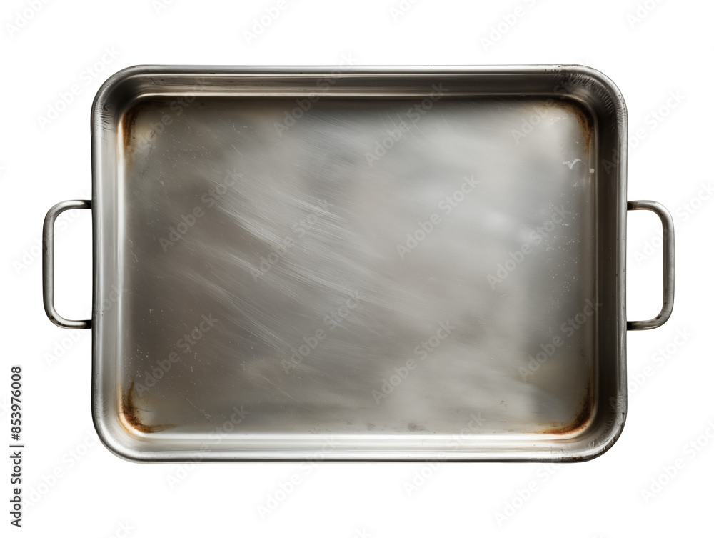 New Metal Baking Pan with Handles on isolated background New Metal Baking Pan with Handles on isolated background