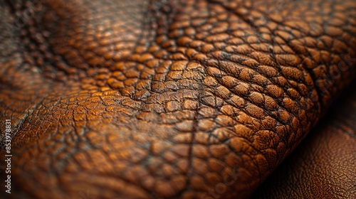 A macro shot that captures the natural grain and creases of leather, emphasizing its organic pattern