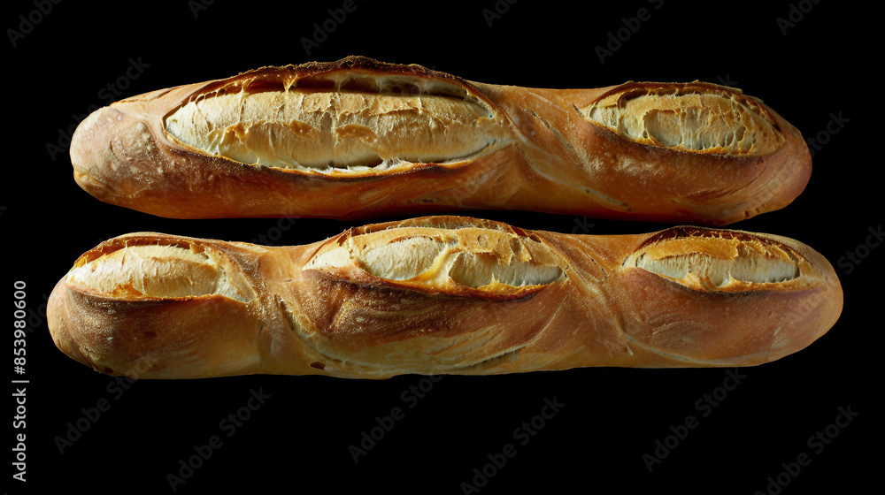 Exquisite Trio of Fresh French Baguettes on Elegant Black Background Exquisite Trio of Fresh French Baguettes on Elegant Black Background