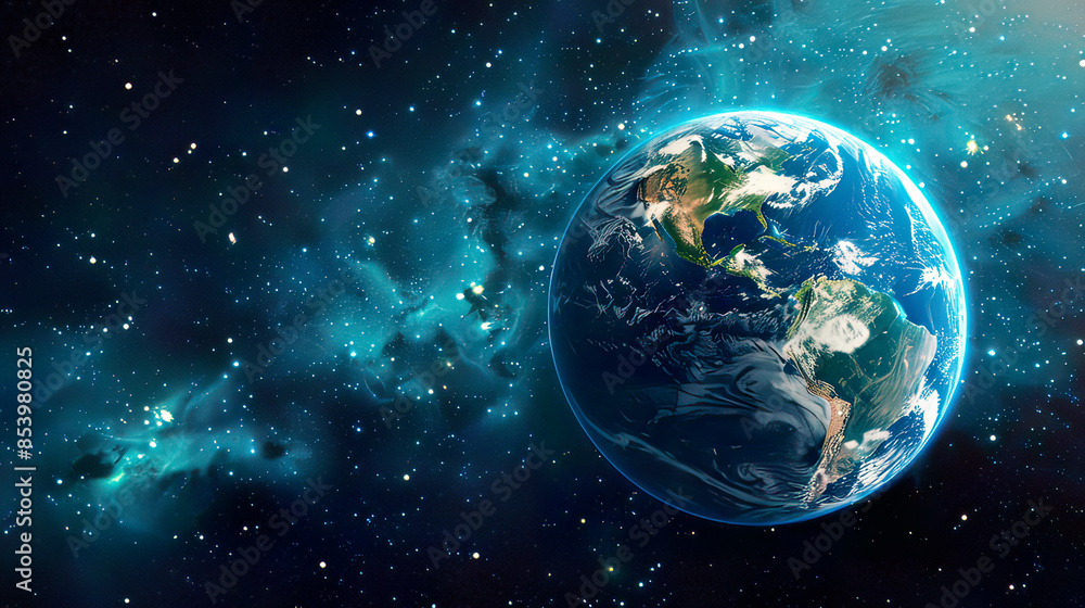 Ultra-detailed depiction of Earth from an outer space perspective realistic surface features and world map blue and green hues starry night backdrop sharp and precise illumination Ultra-detailed depiction of Earth from an outer space perspective realistic surface features and world map blue and green hues starry night backdrop sharp and precise illumination