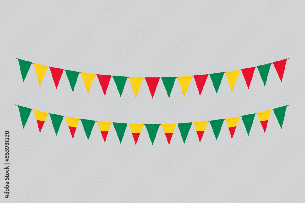 Obraz premium Flags isolated. Benin paper bunting. flags birthday, anniversary, celebrate event.