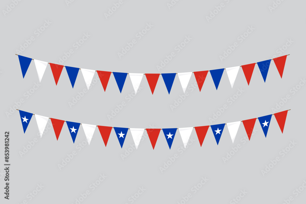 Obraz premium Flags isolated. Chile paper bunting. flags birthday, anniversary, celebrate event.