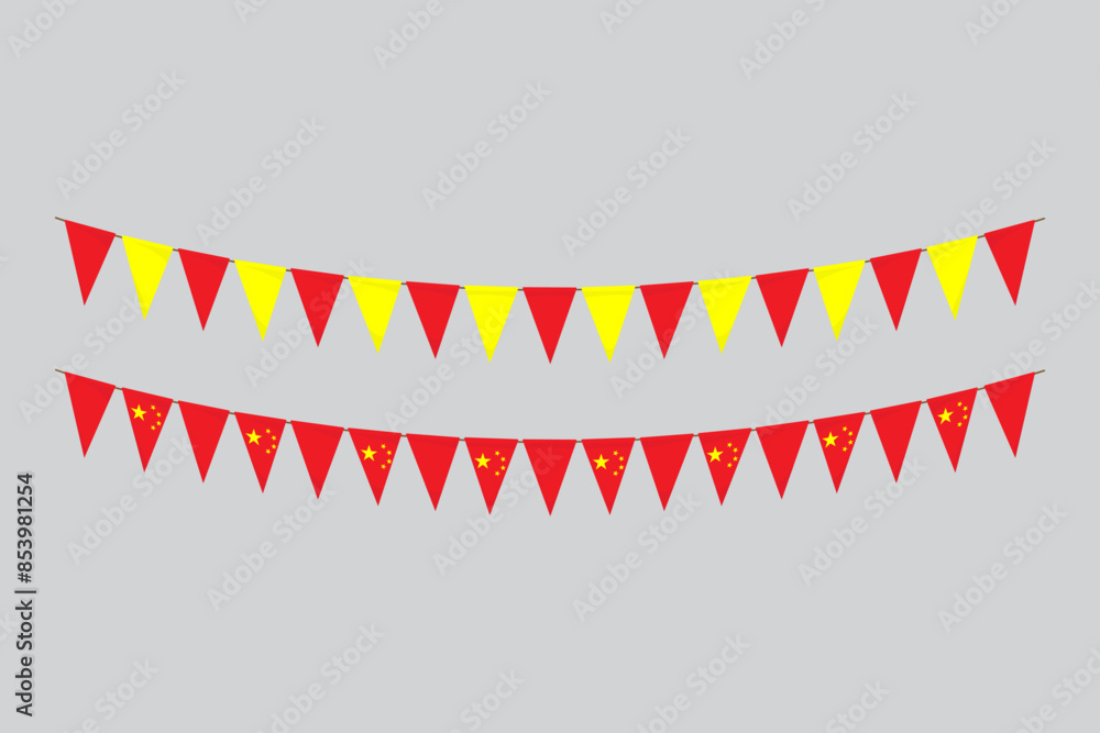 Obraz premium Flags isolated. China paper bunting. flags birthday, anniversary, celebrate event.