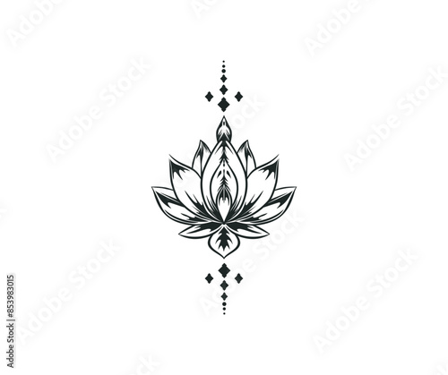 artistic lotus flower for tattoo design and logo