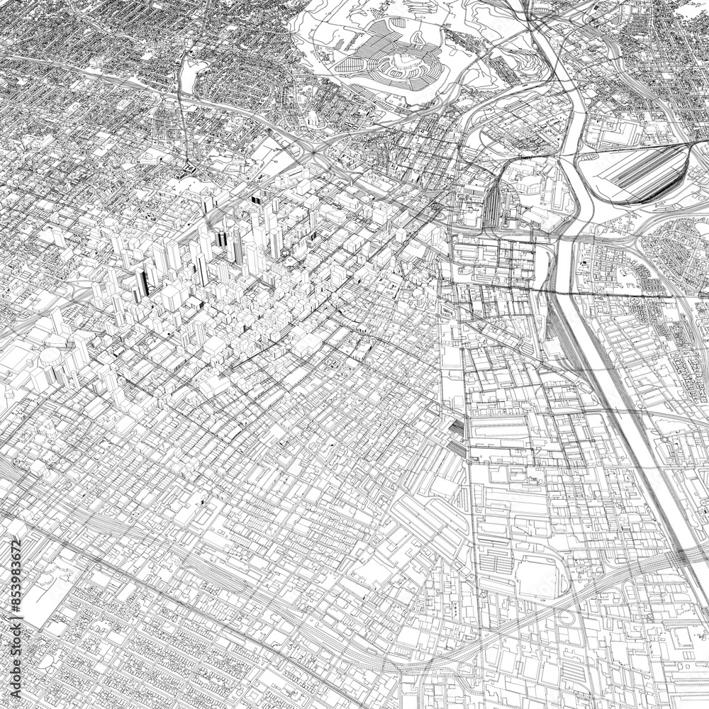 Obraz premium 3D illustration of city and urban in Los Angeles USA
