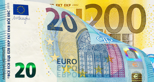 Twenty and two hundred euro banknotes photo