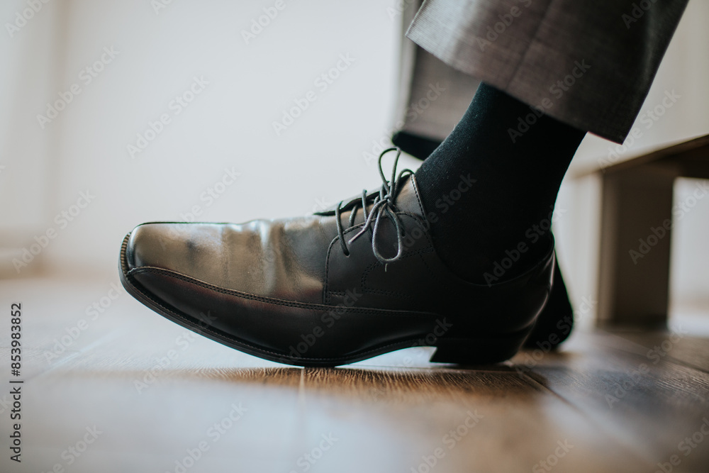 Close up of a elegant groom shoe Close up of a elegant groom shoe
