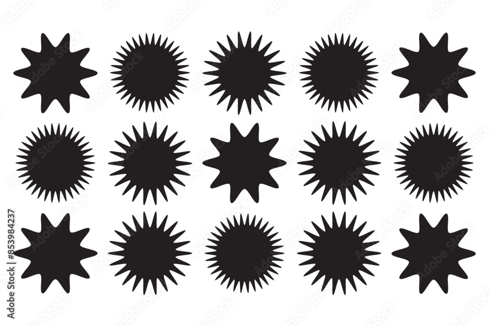 Shine stars shape icons, sparkling, geometric shapes symbols. Glow shiny icons for party or greeting cards. Vector illustration Shine stars shape icons, sparkling, geometric shapes symbols. Glow shiny icons for party or greeting cards. Vector illustration