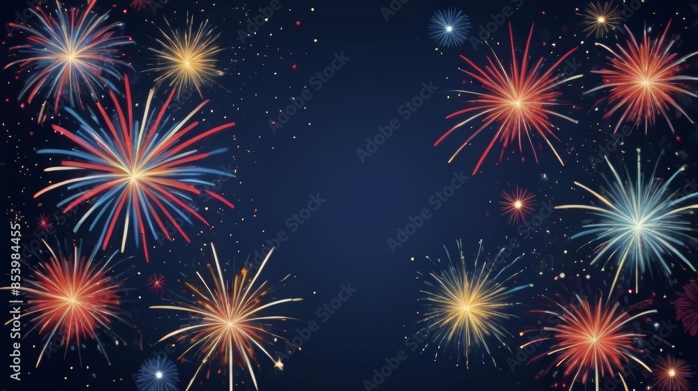 Happy Fourth of July Independence Day Fireworks Message Background. Fireworks banner background suitable for 4th of July Happy Fourth of July Independence Day Fireworks Message Background. Fireworks banner background suitable for 4th of July