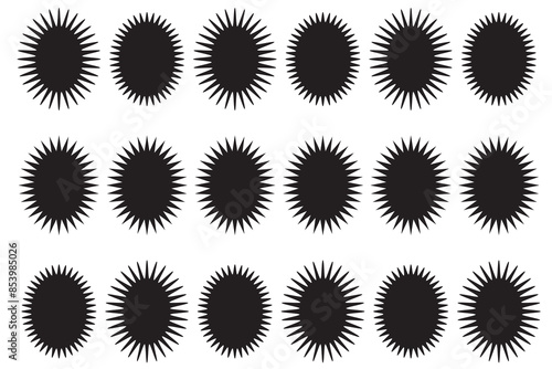 Set of black doodle-style stars drawn by hand. Grunge scrawls, charcoal scribbles, rough brush strokes, underlines and circles. Bold charcoal freehand stars. Crayon or marker scribbles