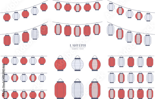 赤と白の提灯　イラスト素材セット / vector eps