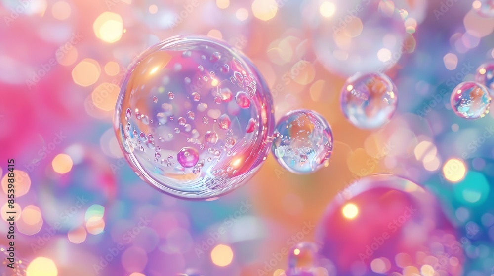 Colorful Bubbles on a Pink and Blue Background Colorful Bubbles on a Pink and Blue Background
