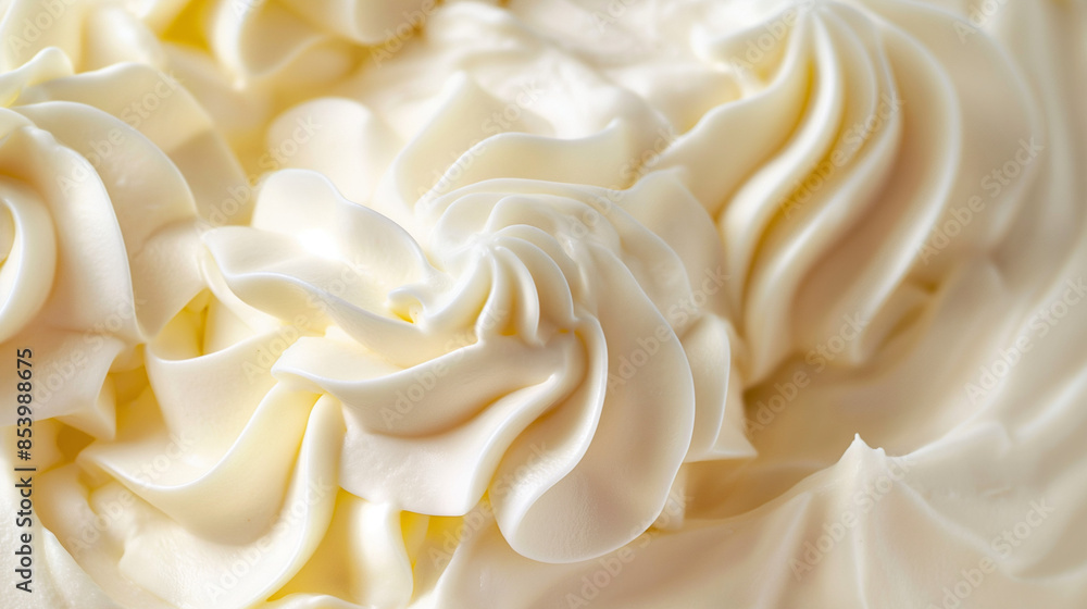Classic vanilla ice cream swirl, a closeup of classic vanilla ice cream swirls, their creamy texture and soft color against a white background Classic vanilla ice cream swirl, a closeup of classic vanilla ice cream swirls, their creamy texture and soft color against a white background