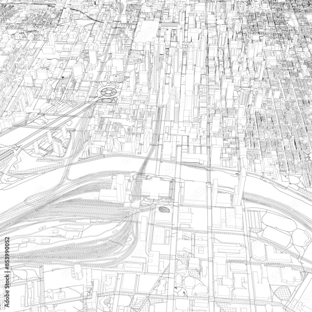 Obraz premium 3D illustration of city and urban in Philadelphia USA
