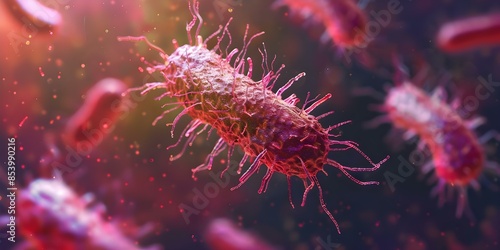 H pylori bacteria linked to stomach ulcers and gastritis infections. Concept Health, Helicobacter pylori, Stomach ulcers, Gastritis, Infections © Anastasiia