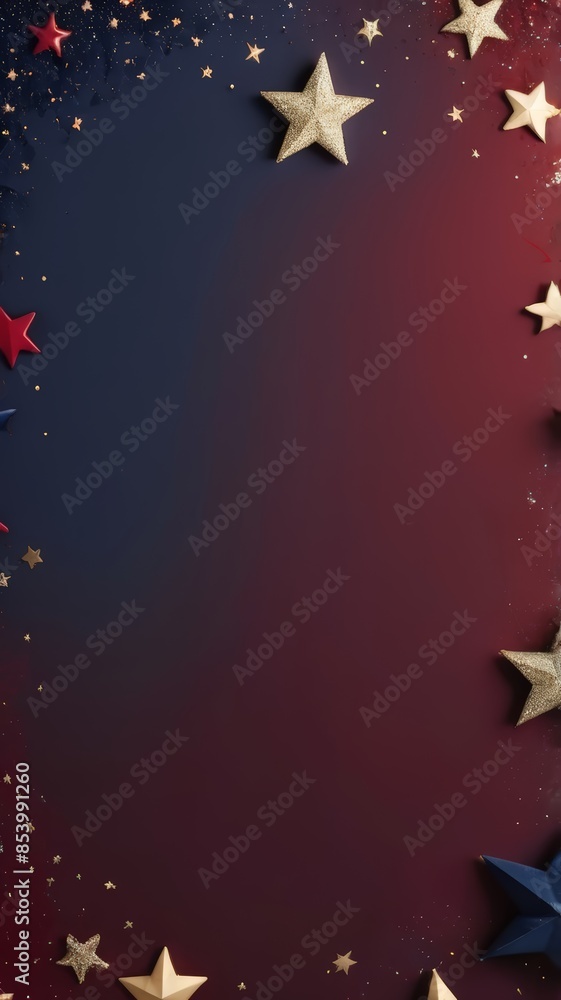 Fourth of July background. 4th of July or Memorial Day background, July 4th red white and blue colors with soft faded star border texture design Fourth of July background. 4th of July or Memorial Day background, July 4th red white and blue colors with soft faded star border texture design