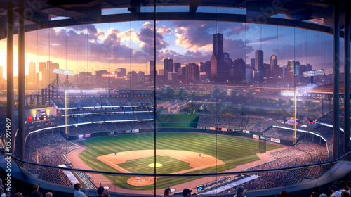 Wallpaper Mural Packed Baseball Stadium Under Bright Lights Torontodigital.ca