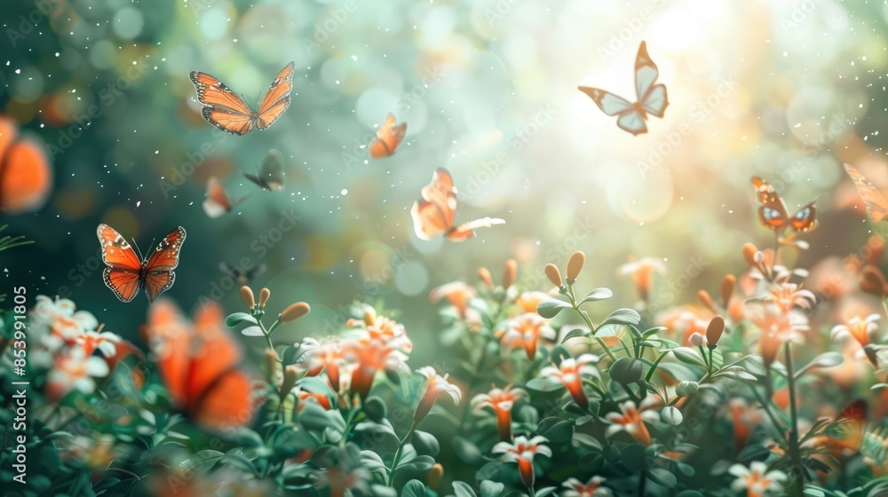 A peaceful garden with butterflies, showcasing the beauty of rebirth, freedom, and mental health resilience A peaceful garden with butterflies, showcasing the beauty of rebirth, freedom, and mental health resilience