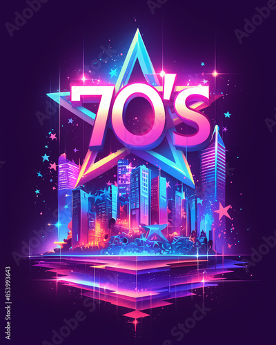 70's theme background in neon colors design photo