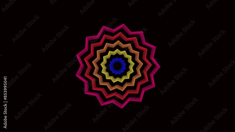 The black background with animated flower patterns changes beautiful colors all the time. abstract The black background with animated flower patterns changes beautiful colors all the time. abstract