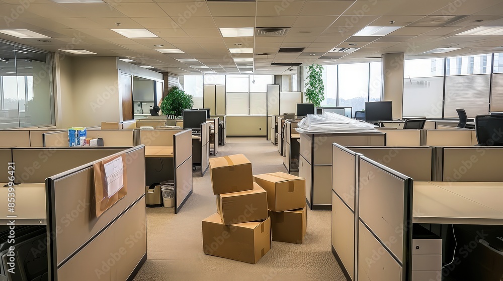 Office Cubicles with Moving Boxes Office Cubicles with Moving Boxes