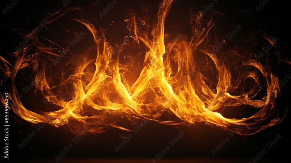 Fototapeta premium Fire flames on black background